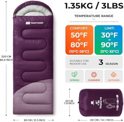 Sleeping Bags for Adults,Compact Lightweight Backpacking Sleeping Bag with Compression Sack for Youth, Camping Essentials Gearfor Hiking Travel Climbing Outdoor&Indoor Use