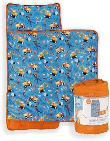 Jay Franco Kids Nap Mat with Embedded Pillow & Blanket – Soft 46"x20" Microfiber Sleeping Bag with Name Tag & Handle