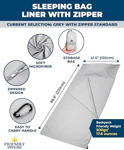 The Friendly Swede Sleeping Bag Liner, Adult Sleep Sack for Hotels, 3 Sizes