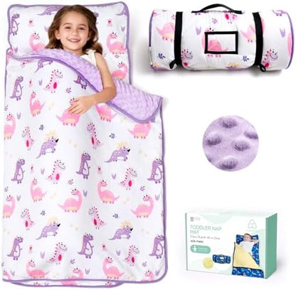 ACRABROS Toddler Nap Mat with Pillow and Blanket, Large Rolled Napping Mats,Slumber Bags for Boys Girls,Kids Sleeping Bag for Daycare, Preschool Travel