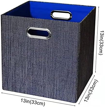 Storage Cube Basket Bins,13×13 Foldable Storage Containers for Shelf Cabinet Bookcase Boxes,Thick and Heavy Duty Fabric Drawer (4pcs, blue)
