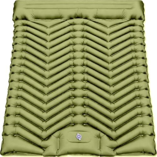 MalloMe Sleeping Pad for Camping, Camping Mattress - Bed for Outdoors Built-in Foot Pump Air Mattress for Backpacking Leak-Resistant Inflatable Travel Mat Compact Ultralight Single & Double