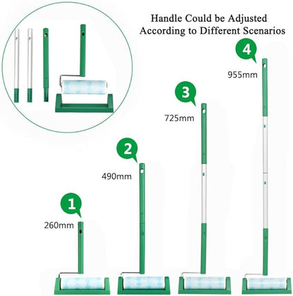 UNIKON Lint Roller Sticky Roller Pet Hair Roller, Long Handle Sticky Mop with 4-Foot Extendable Handle 30 Sheets, Green