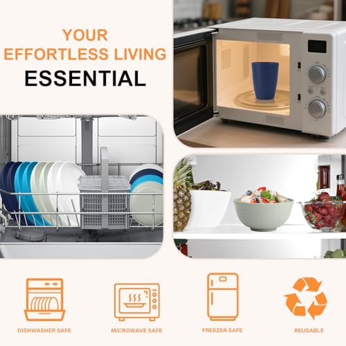 32-Piece Dishes Sets for 8, Plastic Plates and Bowls Sets - Island