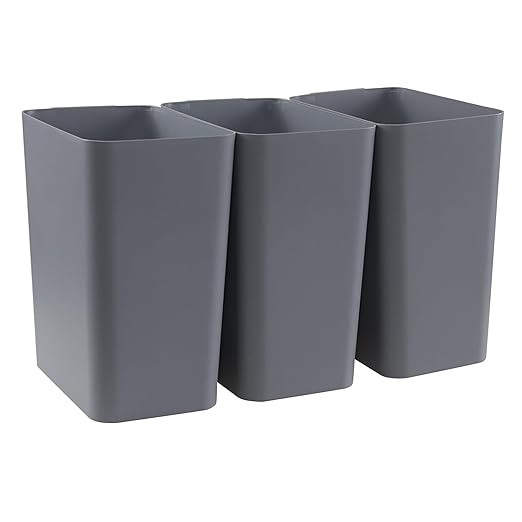 Xyskin Grey Plastic Trash Can, Garbage Container Bin, Trash Wastebasket, 4.5 Gallon, 3 Pack