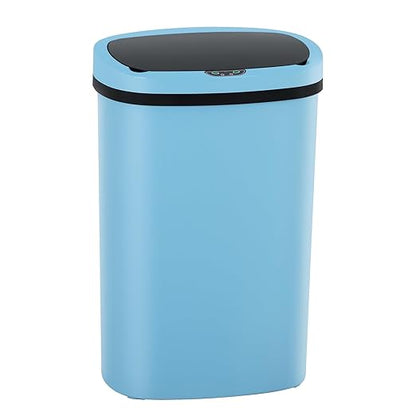 Automatic Motion Sensor Bathroom Trash Can with Lid, 13 Gallon Touchless Trash Bin, Smart Dog Proof Garbage Can, Touch Free Waste Basket for Toilet, Office, Bedroom,Blue