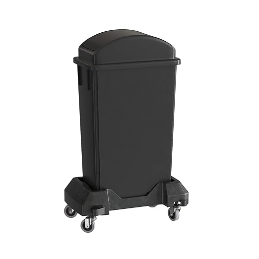 23 Gallon Black Slim Jim Trash Can with Swing Top Lid and Dolly