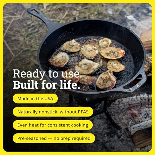 Lodge Pre-Seasoned Cast Iron Skillet, PFAS-Free, 13.25 Inches