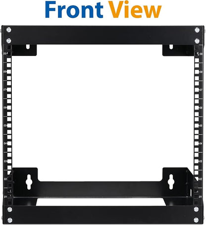 9U Wall Mount Rack Open Frame 19 Inch Server Equipment 2 Post Network Cabinet 18 inches Depth Black by Tedgetal