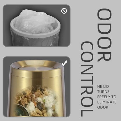 Household Swing Gold Bathroom Trash Can，Brushed Stainless Steel，10 L/3 Gallen，Garbage Can with Flipping Lid， for Indoor or Commercial Use, Kitchen,Modern，Living Room,Bedroom