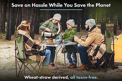 FOODLE Wheat Straw Dinnerware Set - RV, Camping Plates Cups and Bowls Set