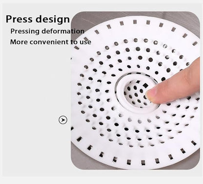 Drain Hair Catcher, Silicone Bathtub Drain Protector 2 Packs(White/Gray, Round)