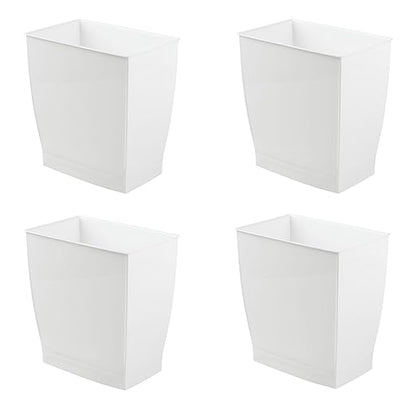 iDesign Small Rectangular Bathroom Trash Cans - Set of 4 - White