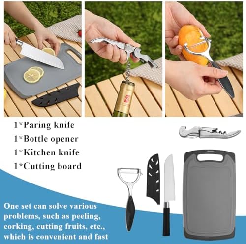 Kyraton Camping Cooking Set 15 Pack, Camping Cookware, Camping Supplies, Portable Camping Kitchen Utensil Set, Ldeal for Backpacking, Barbecuing, Camping and Hiking Trips.