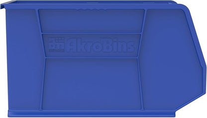Akro-Mils 30260 AkroBins Plastic Storage Bins, Space-Saving Stackable Bins for Garage, Pantry, Craft Organization, 18" x 11" x 10", Blue, 6-Pack