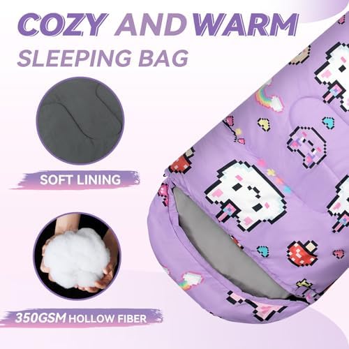 Kids Sleeping Bag for Camping, Lightweight 3 Season Cold Weather Warm Bag