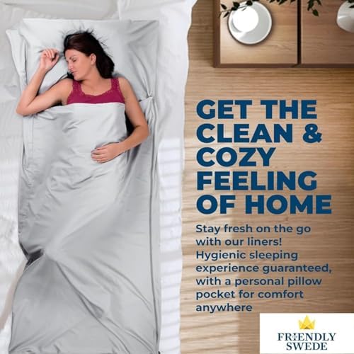 The Friendly Swede Sleeping Bag Liner, Adult Sleep Sack for Hotels, 3 Sizes