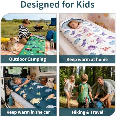 Kids Sleeping Bags - Camping Sleeping Bags with Carry Bag - Compact Sleeping Bag for Hiking, Backpacking 3 Season Warm & Cool Weather, Lightweight Waterproof Outdoor Travel for Boys Girls
