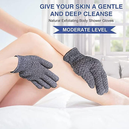 Yiclick Heavy Exfoliating Gloves, Exfoliating Body Scrubber for Bath Shower Exfoliation, Body Scrub Exfoliator For Dead Skin Remover, Exfoliate Sponge Loofah Washcloth Mitt Men Women (12 Grey)