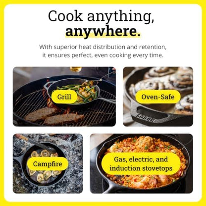 Lodge Cast Iron 7-Piece Set, PFAS-Free Pre-Seasoned Kitchen Essentials