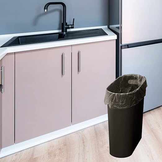 Small Trash Can Plastic Bathroom Wastebasket 3.2 Gallon Slim Garbage Container Bin with Handle for Home Kitchen Bathroom Bedroom Office, 2 Pack (Brown)