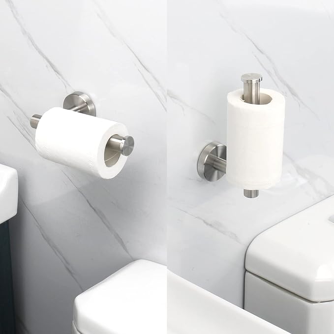NearMoon Bathroom Toilet Paper Holder, Premium SUS304 Stainless Steel Rustproof Wall Mounted Toilet Roll Holder for Bathroom, Kitchen (2 Pack, Brushed Nickel)