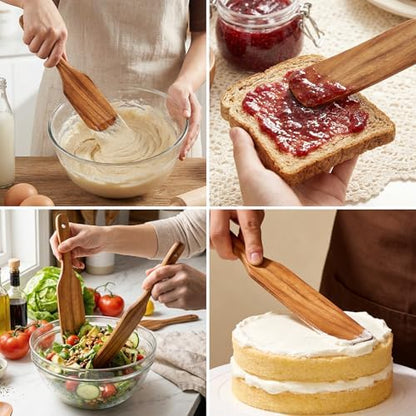 3 Pack Skinny Wooden Spurtle Set for Sourdough Starter Kit Accessories