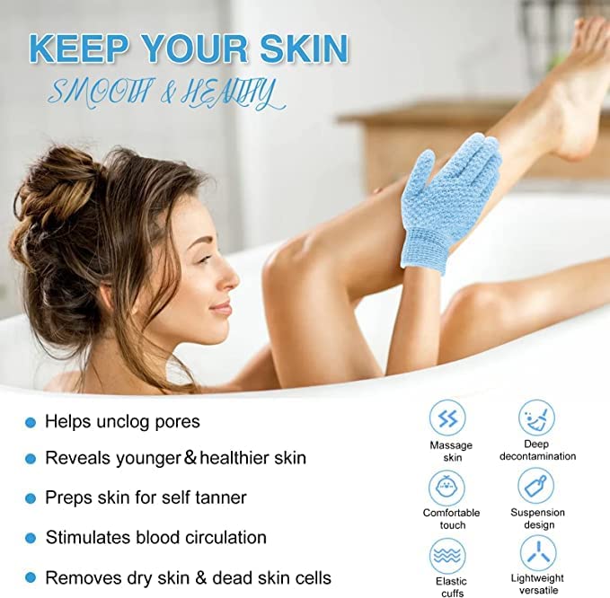 Yiclick Heavy Exfoliating Gloves, Exfoliating Body Scrubber for Bath Shower Exfoliation, Body Scrub Exfoliator for Dead Skin Remover, Exfoliate Sponge Loofah Washcloth Mitt Men Women (4Pink)