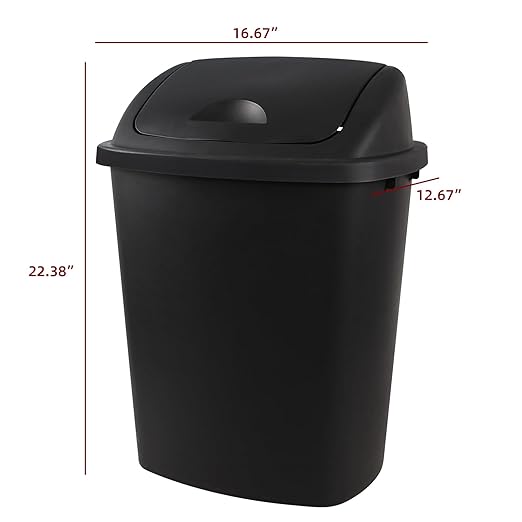 Zopnny 4-Pack 11 Gallon Swing Lid Trash Can, Plastic Swing-Top Garbage Can, Black