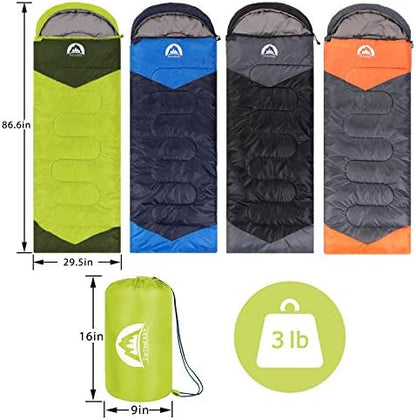 SWTMERRY Sleeping Bag 3 Seasons (Summer, Spring, Fall) Warm & Cool Weather - Lightweight,Waterproof Indoor & Outdoor Use for Kids, Teens & Adults for Hiking and Camping