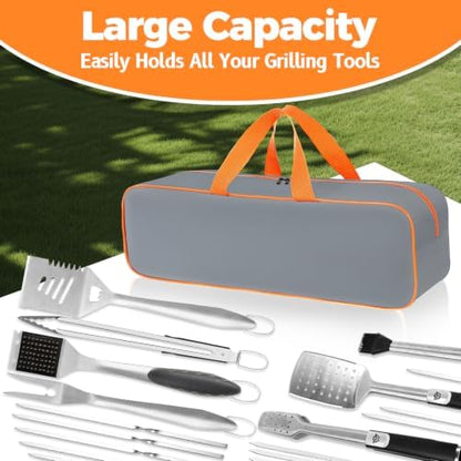 Grill Utensil Storage Bag for Outdoor Grilling, 24 x 8 x 8 in, Gray