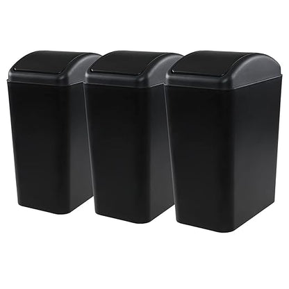 4.5 Gallon Trash Can with Swing Top Lid, Plastic Garbage Bin with Lid, Black, 3-Pack