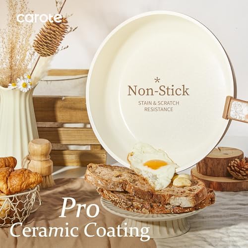CAROTE 25pcs Ceramic Cookware Sets, Nonstick Pots and Pans Set Non Toxic
