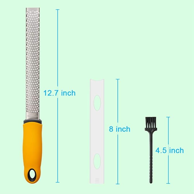 Lemon Zester, Hand Cheese Grater, Zester Grater with Handle, with Razor-Sharp Stainless Steel Blade, Protective Cover and Cleaning brush, Dishwasher Safe, by NSpring