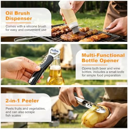 Camping Utensil Set 18 Pcs, Camping Cooking Set with Storage Bag