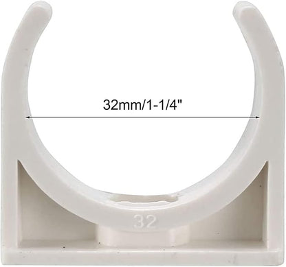 30 Pcs U-Shaped PVC Water 32mm Pipe Clamps Clips, U-Shaped Buckles Fit for 1-1/4" (32mm) Water Pipes and TV Trays Tubing Hose Hanger Support Pex Tubing （White 32mm）
