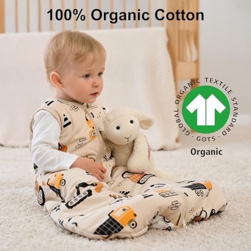 Yoofoss Baby Sleep Sack 6-12 Month 1.5TOG 100% Organic Cotton 2-Way Zipper