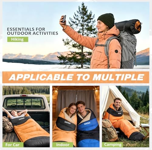 Lightweight Sleeping Bag for Adults, 3-Season Waterproof Backpacking Sleeping Bags with Compression Sack, Comfort Temp 50–68°F, Portable Camping Essential Gear for Travel, Hiking, Outdoor, Indoor