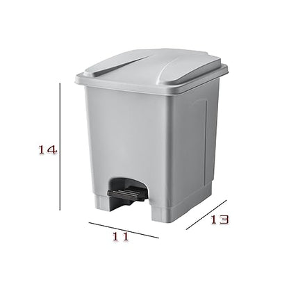 PRO&Family Step-On Trash Can with Lid, Plastic Waste Bin, Foot Pedal Operation (Gray, 4 Gallon)