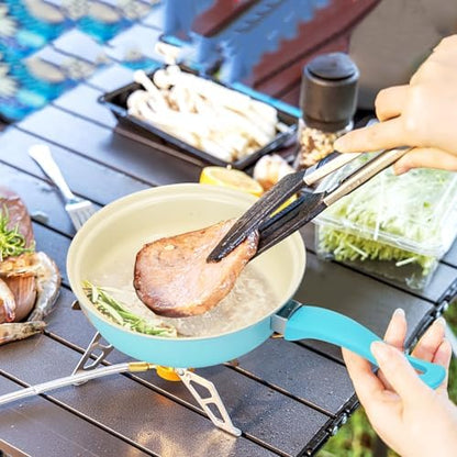Non-Stick Cookware Set, 13 Piece Set Portable Lightweight Cast Iron Pots and Pans with Glass Lids and Nylon Utensils, Outdoor Camping Picnic Travel