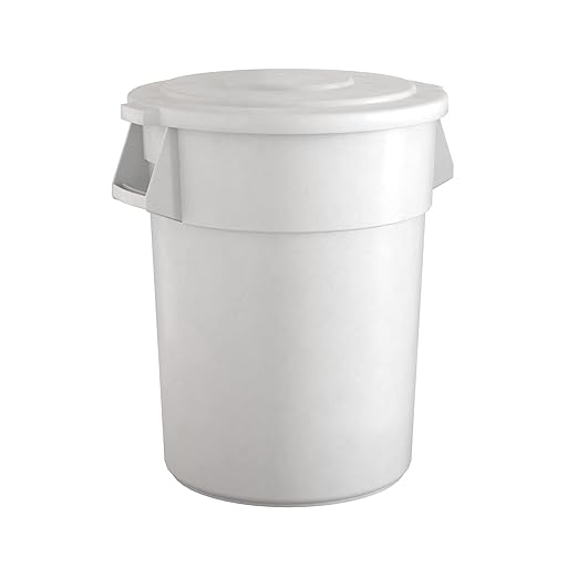 55 Gallon White Round Commercial Trash Can with Lid