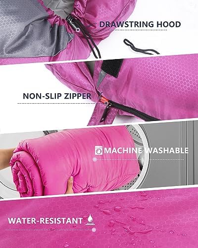 Sleeping Bags for Adults Backpacking Lightweight Waterproof- Cold Weather Sleeping Bag for Girls Boys Mens for Warm Camping Hiking Outdoor Travel Hunting with Compression Bags