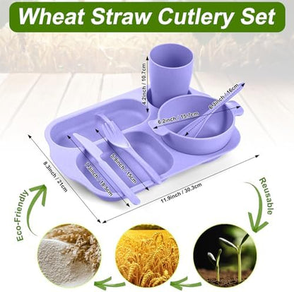 Honoson 24pcs Wheat Straw Dinnerware, Unbreakable, Assorted Color