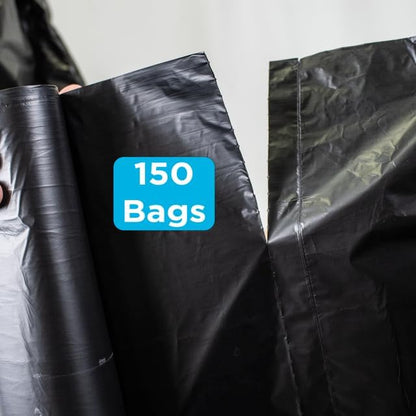 Large Black Trash Bags 55-60 Gallon Heavy Duty, 150 Count, High Density, 22 Micron, 38" x 60", Ideal for Schools, Janitorial, Bathrooms,