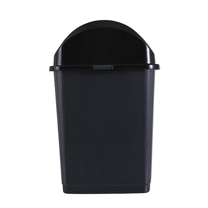 Superio Kitchen Trash Can with Swing Top Lid 9 Gallon Slim Waste Bin 37 Qt Sturdy Plastic Garbage Can Medium Recycling Bin for Office, Bathroom, Under Counter, Dorm, Bedroom (Dark Grey-2 Pack)