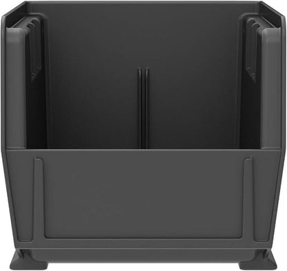 Akro-Mils 30230 AkroBins Plastic Storage Bins, Space-Saving Stackable Bins for Garage, Pantry, Craft Organization, 11-" x 5-" x 5-", Black, 12-Pack