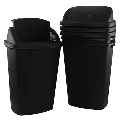 Zopnny 4-Pack Lidded Trash Can, 13 Gallon Black Plastic Garbage Bin with Lid for Office, Bedroom, Bathroom