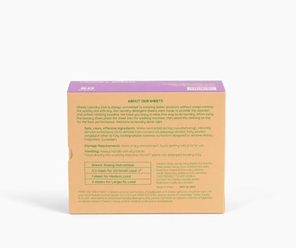 Sheets Laundry Club Laundry Detergent Sheets, 100 Loads - Lavender Scent, Eco-Friendly, Quick-Dissolving Formula, Hypoallergenic, Septic Safe, Plastic-Free Packaging - 50 Sheets