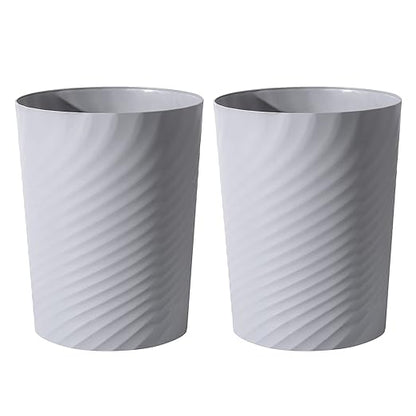 UUJOLY Plastic Small Trash Can Wastebasket, Garbage Container Basket for Bathrooms, Laundry Room, Kitchens, Offices, Kids Rooms, Dorms, (Grey, 1.8 Gallon/2 Pack)