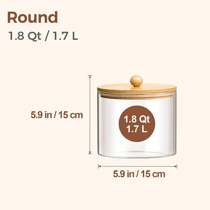 ComSaf Half Gallon Cookie Jar, Large Glass Jar with Lid Set of 2, 1.8 Qt Glass Food Storage Containers, Flour Sugar Storage Containers for Candy Cereal Nuts Beans, Canisters Sets for The Kitchen